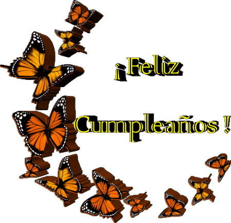 009 Sfondo trasparente Mariposas Feliz Cumpleaños Spagnolo Messagi 