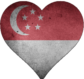 Herz Singapur Asien Fahnen 