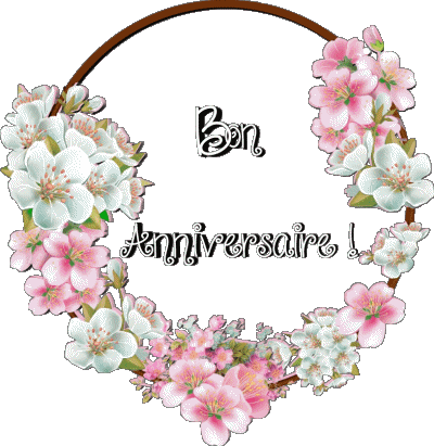 017 Sfondo trasparente Floral Bon Anniversaire Francese Messagi 