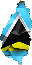 Map St. Lucia America Flags 