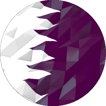 Round Qatar Asia Flags 