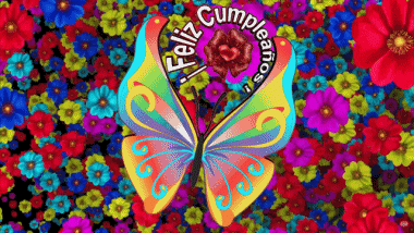 002 Fondo animado Mariposas Feliz Cumpleaños Español Mensajes 