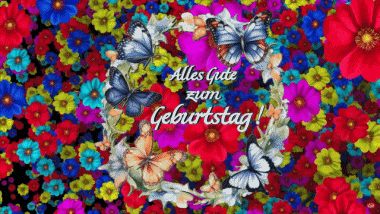 002 Fondo animado Schmetterlinge Alles Gute zum Geburtstag Alemán Mensajes 