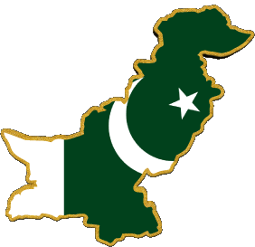 Karte Pakistan Asien Fahnen 