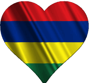 Heart Mauritius Africa Flags 