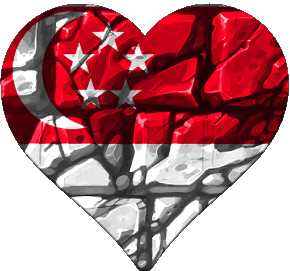 Coeur Singapour Asie Drapeaux 