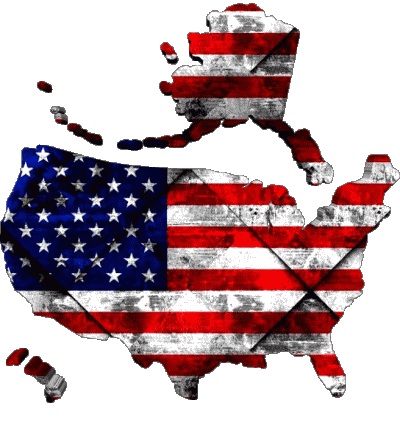 Karte U.S.A - National Amerika Fahnen 