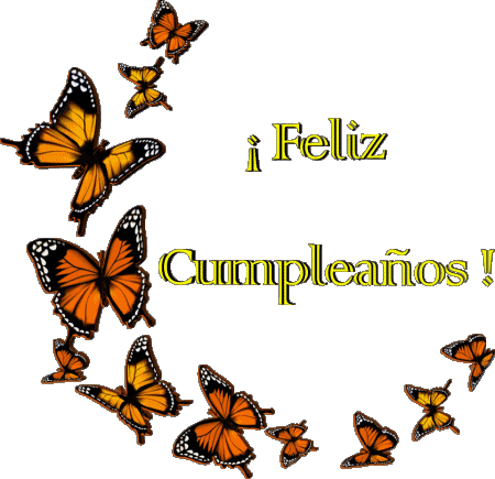 009 Fond Transparent Mariposas Feliz Cumpleaños Espagnol Messages 