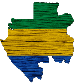 Mapa Gabón África Banderas 