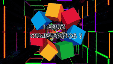 001 Animierter Hintergrund Abstracto - Geométrico Feliz Cumpleaños Spanisch Nachrichten 