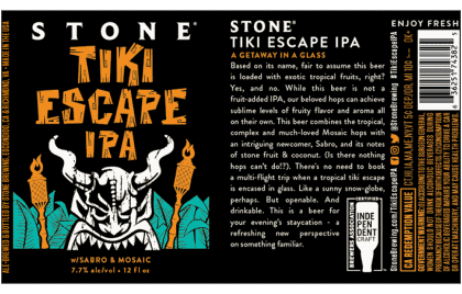 Tiki escape IPA-Tiki escape IPA Stone Brewing co USA Bières Boissons 