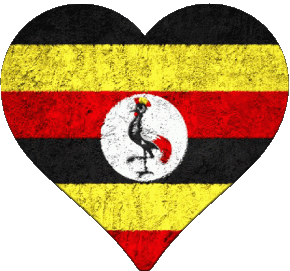 Coeur Ouganda Afrique Drapeaux 