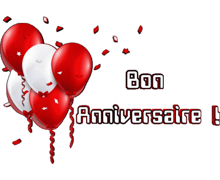 003 Ballons - Confetis Bon Anniversaire Francese Messagi 