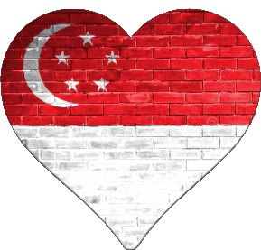 Coeur Singapour Asie Drapeaux 
