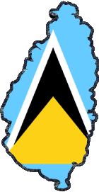 Mapa Santa lucía América Banderas 