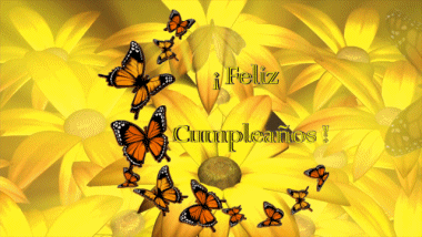 001 Fondo animado Mariposas Feliz Cumpleaños Español Mensajes 