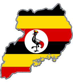 Karte Uganda Afrika Fahnen 