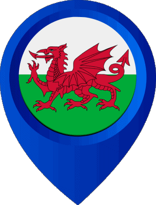 Location Pin Wales Europe Flags 