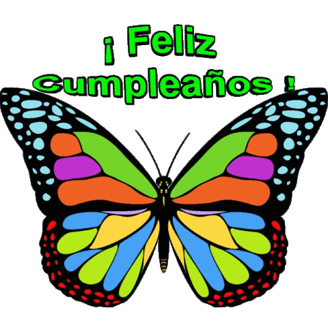002 Fondo transparente Mariposas Feliz Cumpleaños Español Mensajes 