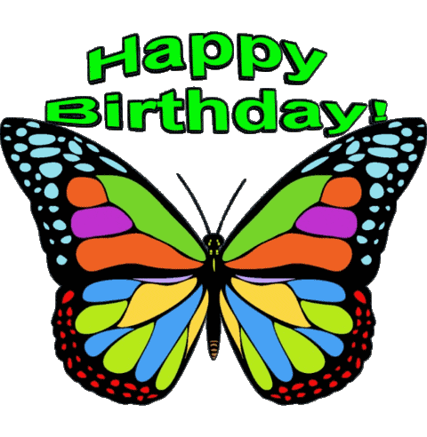002 Fond Transparent Butterflies Happy Birthday Anglais Messages 