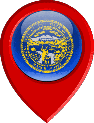 Marcador de ubicación Nebraska U.S.A - Estados América Banderas 