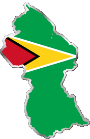Map Guyana America Flags 