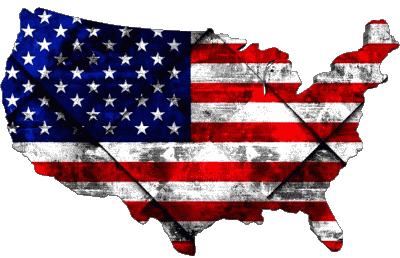 Karte U.S.A - National Amerika Fahnen 