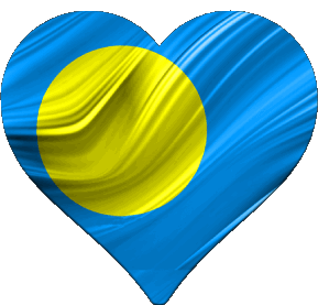 Heart Palau Oceania Flags 