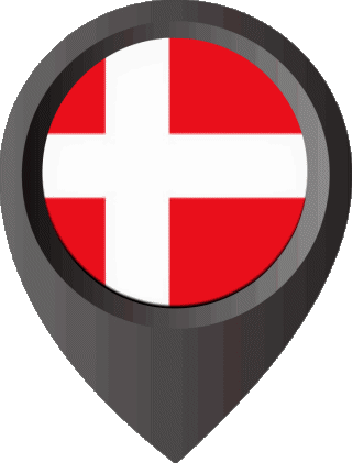 Marcador de ubicación Dinamarca Europa Banderas 