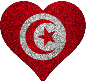 Heart Tunisia Africa Flags 