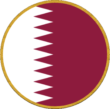 Round Qatar Asia Flags 