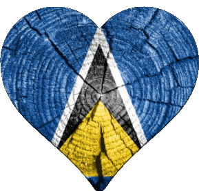 Heart St. Lucia America Flags 