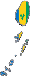 Karte St. Vincent und die Grenadinen Amerika Fahnen 