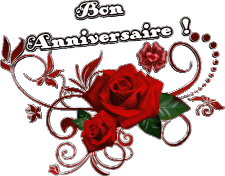 004 Transparent Background Floral Bon Anniversaire French Messages 