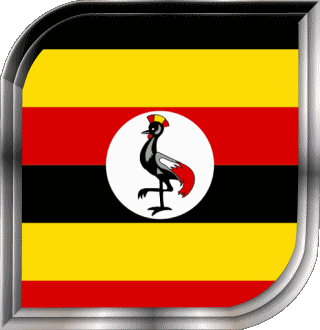 Square Uganda Africa Flags 