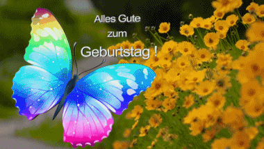 004 Animated Background Schmetterlinge Alles Gute zum Geburtstag German Messages 