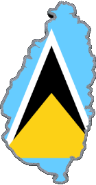 Carte Sainte Lucie Amériques Drapeaux 