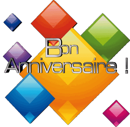 014 Transparent Background Abstrait - Géométrique Bon Anniversaire French Messages 