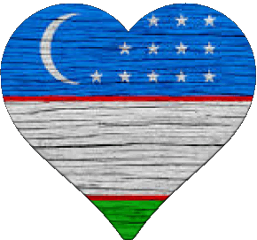 Coeur Ouzbékistan Asie Drapeaux 