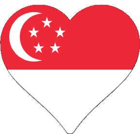Cuore Singapore Asia Bandiere 