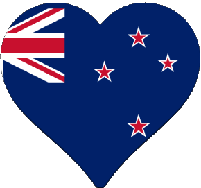 Corazón Nueva Zelanda Oceanía Banderas 