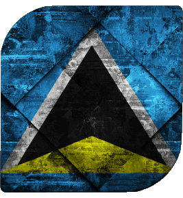 Square St. Lucia America Flags 