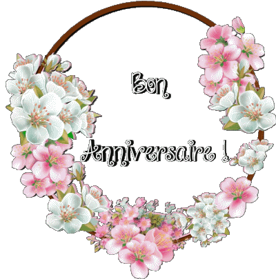 017 Transparent Background Floral Bon Anniversaire French Messages 