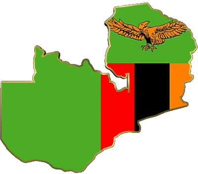 Mapa Zambia África Banderas 