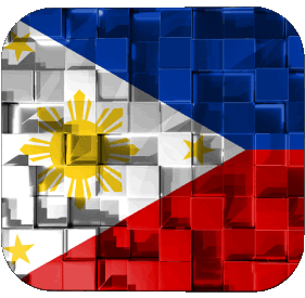 Carré Philippines Asie Drapeaux 