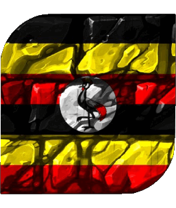 Square Uganda Africa Flags 