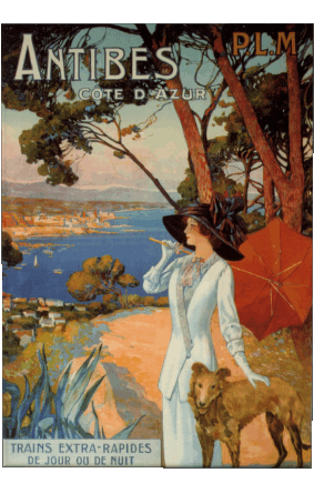 Antibes-Antibes France Cote d Azur Retro Poster - Orte Humor -  Fun 