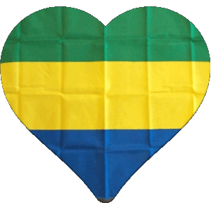Heart Gabon Africa Flags 