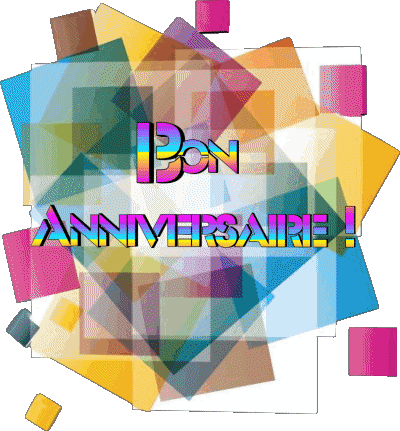 015 Transparenter Hintergrund Abstrait - Géométrique Bon Anniversaire Französisch Nachrichten 