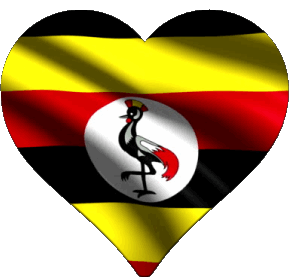 Coeur Ouganda Afrique Drapeaux 